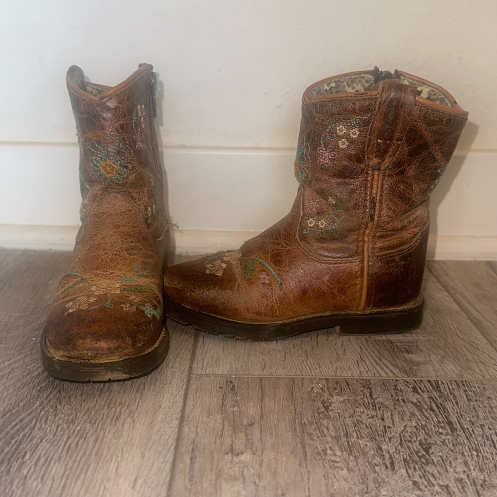 SHYANNE TODDLER 8 GIRLS' FLORAL WESTERN BOOTS - SQUARE TOE